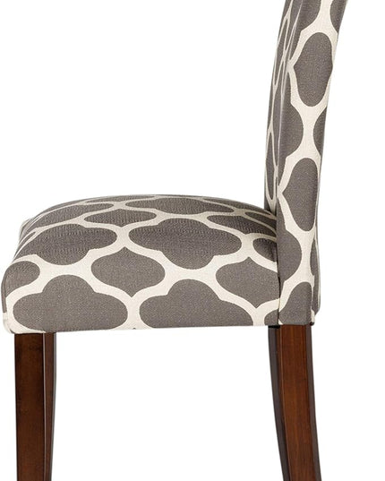 HomePop Parsons Classic Upholstered Accent Dining Chair, Set of 2, Grey and Cream Geometric - LeafyLoom