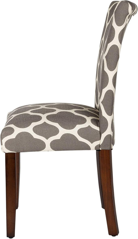 HomePop Parsons Classic Upholstered Accent Dining Chair, Set of 2, Grey and Cream Geometric - LeafyLoom