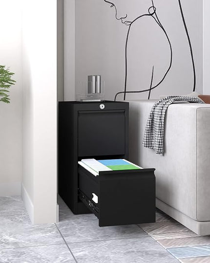 2 Drawers Vertical File Cabinet, Metal Lockable Filing Cabinet, Office File Storage Cabinet for A4 Letter/Legal Size, Assembly Required - LeafyLoom