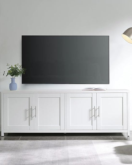 Henn&Hart Strahm TV Stand, 68" Wide, White - LeafyLoom