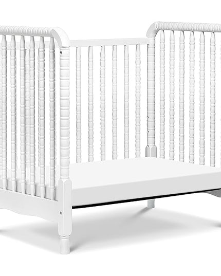 DaVinci Jenny Lind 3-in-1 Convertible Mini Crib in White, Removable Wheels, Greenguard Gold Certified - LeafyLoom