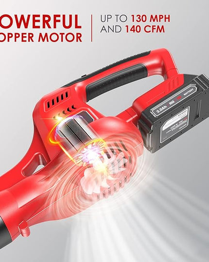 Cordless Leaf Blower, 20V Lightweight Electric Blower with Battery and Charger, Portable Handheld Power Leaf Blower with 2-Speed Control for Lawn Care - LeafyLoom