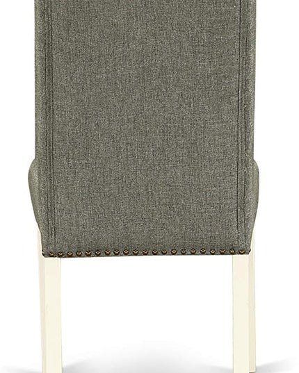 East West Furniture HBEL3-LWH-07 Hartland 3 Piece Modern Dining Set Contains a Round Wooden Table with Pedestal and 2 Gray Linen Fabric Upholstered Parson Chairs, 42x42 Inch - LeafyLoom