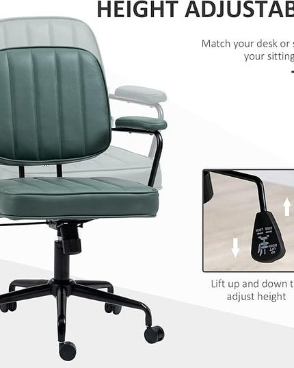 Vinsetto Home Office Chair, Microfiber Computer Desk Chair with Swivel Wheels, Adjustable Height, and Tilt Function, Green - LeafyLoom