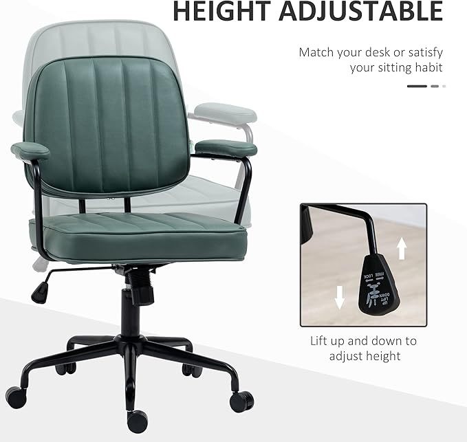 Vinsetto Home Office Chair, Microfiber Computer Desk Chair with Swivel Wheels, Adjustable Height, and Tilt Function, Green - LeafyLoom