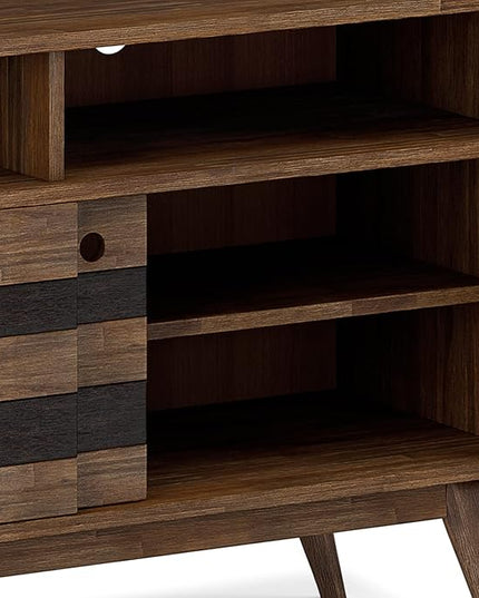 SIMPLIHOME Clarkson SOLID ACACIA WOOD 54 Inch Wide Mid Century Design TV Media Stand in Rustic Natural Aged Brown for TVs up to 60 Inches, For the Living Room and Entertainment Center - LeafyLoom