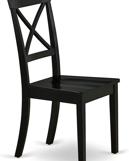East West Furniture WEBO7-BLK-W 7 Piece Room Set Consist of a Rectangle Kitchen Table with Butterfly Leaf and 6 Dining Chairs, 42x60 Inch, Black - LeafyLoom