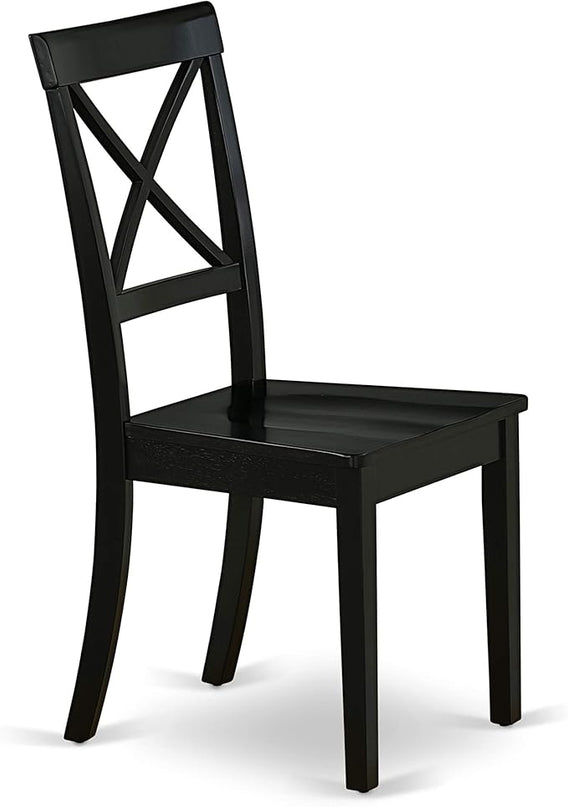 East West Furniture WEBO7-BLK-W 7 Piece Room Set Consist of a Rectangle Kitchen Table with Butterfly Leaf and 6 Dining Chairs, 42x60 Inch, Black - LeafyLoom