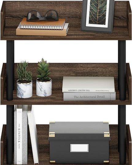 Furinno Turn-N-Tube 3-Tier Toolless Freestanding Multipurposes Display Rack, Walnut - LeafyLoom
