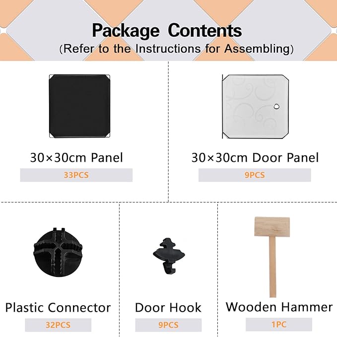 C&AHOME Cube Storage Organizer with Doors, 9-Cube Shelves, Closet Cabinet, DIY Plastic Modular Bookshelf, Storage Shelving Ideal for Bedroom, Living Room, 36.6”L x 12.4”W x 36.6”H Black USHS3009B-DOOR - LeafyLoom