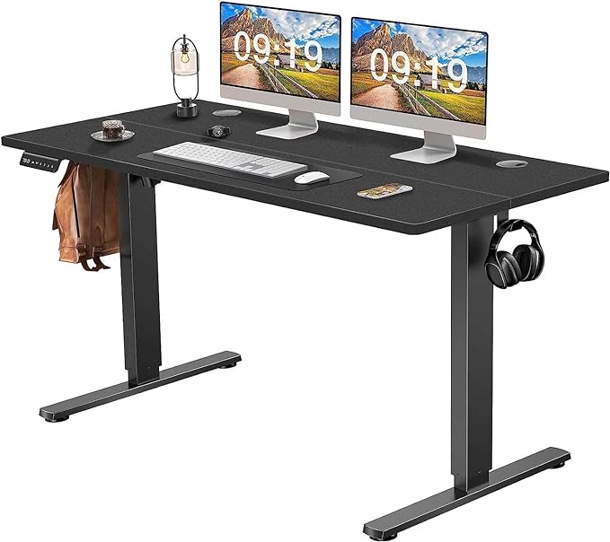 NicBex Home Office Desk 55'' x 23" Electric Height Adjustable Standing Desk Computer Desk Office Desk, Sit to Stand Ergonomic Computer Desk Adjustable Desk, Black - LeafyLoom