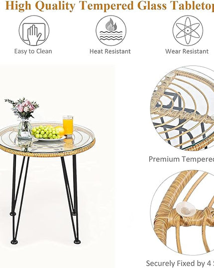 Bistro Table and Chairs Set of 2, OneSize, Pale Brown - LeafyLoom