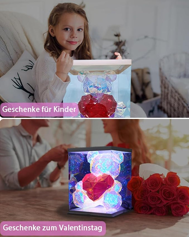 Glowing Teddy Bear,Teen Girl Gifts Trendy Stuff,LED Lights Up Bear Night Light,Galaxy Bear Lamp Bedrooms Bedside Nursery Decor Lights,Unique Gift for Woman Girls Kids Mon with Transparent Gift Box - LeafyLoom