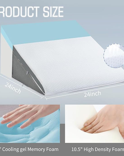Bed Wedge Pillow for Sleeping, 10-in-1 Adjustable Memory Foam Wedge Pillow for Acid Reflux, 2-in-1 Incline Wedge Pillows for After Surgery, Snoring, Back Pain Pillow Wedge - LeafyLoom