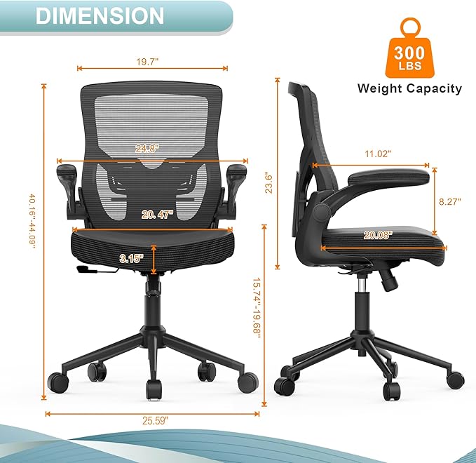 Home Office Chair, High Back Desk Chair Adjustable Height and Ergonomic Design Home Office Computer Chair Executive Lumbar Support Padded Flip-up Armrest Swivel Task Chair - LeafyLoom