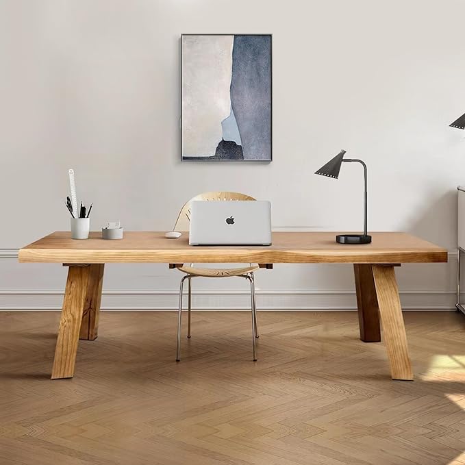 Desk / 55 inches,Solid Wood Desk Classical Style Home Office Desks/New Chinese Style Computer Table/Wooden Desk/Brown Desk - LeafyLoom