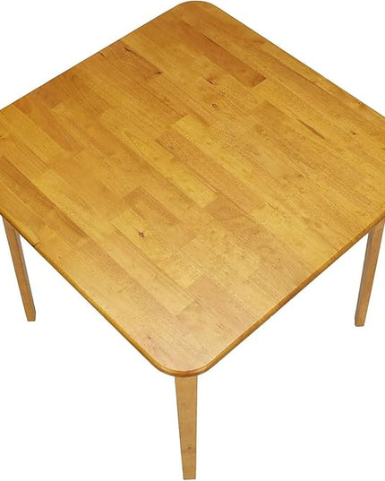 MECO Stakmore Straight Edge Solid Wood Folding Card Table, Folds to Deep 3.38 Inches for Easy Storage, 29.5″H x 32″W x 32″D, Oak Finish - LeafyLoom