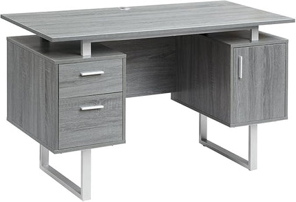 Techni Mobili Modern Office Desk with Storage, Gray - LeafyLoom