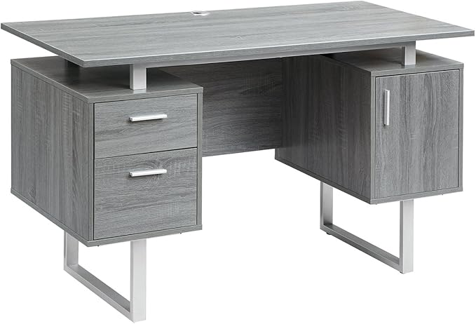 Techni Mobili Modern Office Desk with Storage, Gray - LeafyLoom