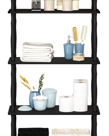 Furinno Turn-N-Tube 5-Tier Multipurpose Shelf / Display Rack / Storage Shelf / Bookshelf, Classic Tubes, Espresso/Black - LeafyLoom
