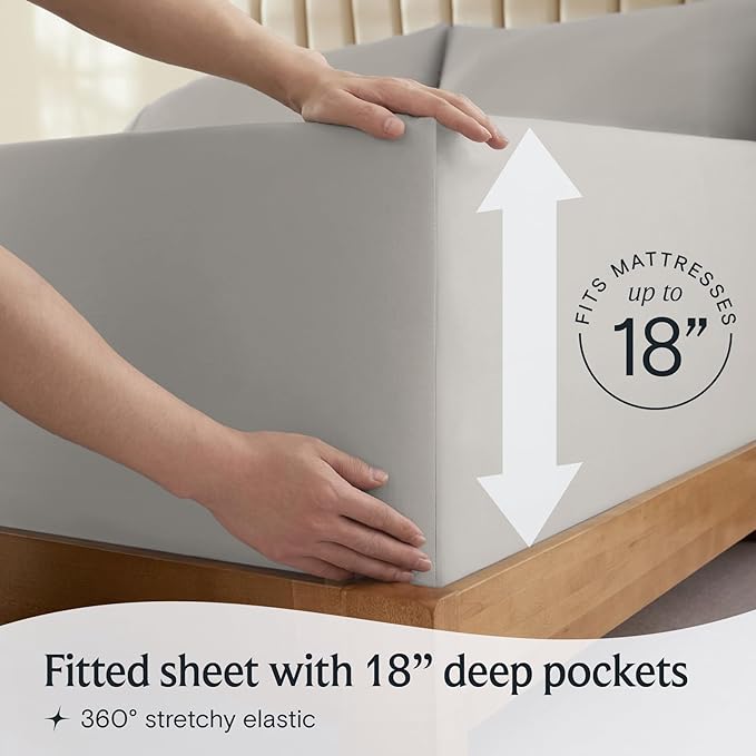 LuxClub 4 PC Sheet Bed Sheets Deep Pockets 18" Eco Friendly Wrinkle Free-Kids-Fitted Sheets Machine Washable Hotel Bedding Silky Soft - Light Taupe Twin - LeafyLoom