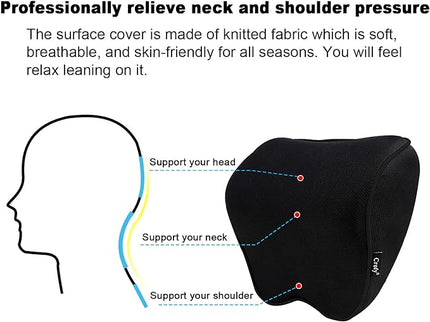 2 Pack Car Neck Pillow, Softness Car Headrest Pillow for Driving with Adjustable Strap, 100% Memory Foam and Breathable Removable Cover, Comfortable Ergonomic Design (Black Side Rope) - LeafyLoom