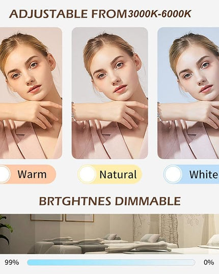 28 Inch Half Moon Nail Desk Lamp, 35W 3000 to 6000K Dimmable Desktop LED Light, Fill Light Half Moon Desk Light for Facial Spa, Manicure, Tattoo, Eyelash, Gifts - LeafyLoom