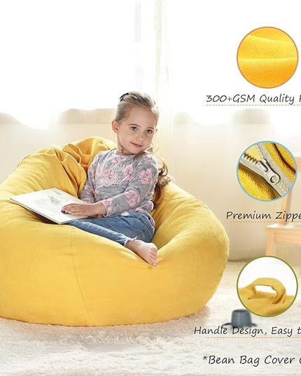YuppieLife Stuffed Animals Bean Bag Chair Cover Candy-Colored Bean Bag（Just Cover, No filling）/Large Stuff 'n Sit Organization/Toy Storage Bag/Kids Toys Organizer（38'',Ginger） - LeafyLoom