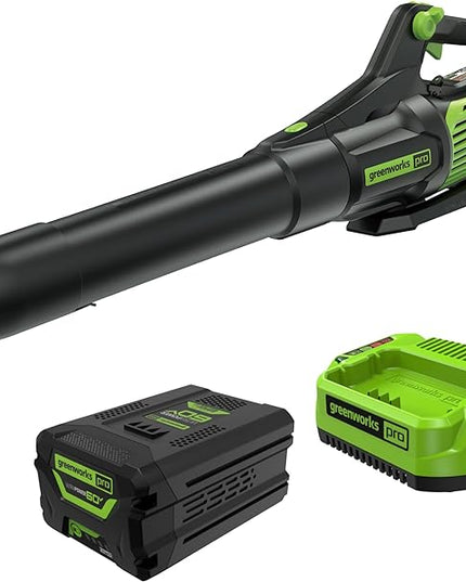 Greenworks 60V 610 CFM Cordless Leaf Blower, 2.5 Ah Battery and Rapid Charger - LeafyLoom