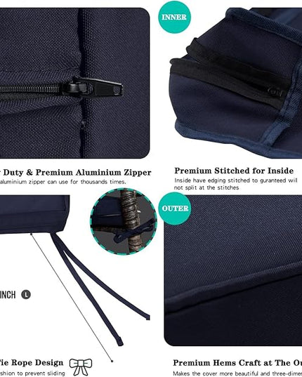 ClawsCover 3Pack Outdoor Seat Cushions Replacement Covers Fit for 4 Pieces Wicker Rattan Furniture Patio Conversation Set Loveseat Chair,38x19x2,19x19x2,Navy-Large (Include Cover Only) - LeafyLoom