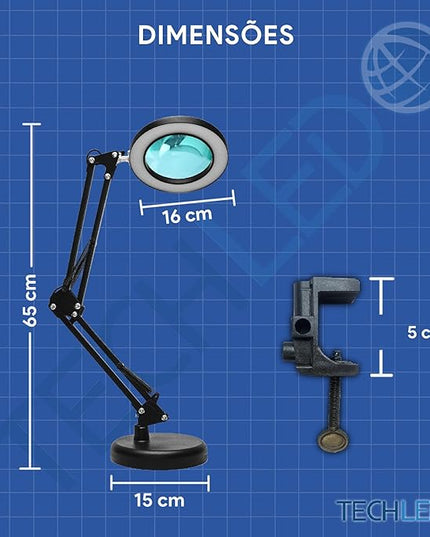 Magnifying Glass with Light and Stand, Desk Ring Light, 3 Color Modes Stepless Dimmable, Desk Lamp, Clamp Light, Office Desk Lamp for Close Work, Repair, Reading, 12w, Adjustable Desk Lamp - LeafyLoom