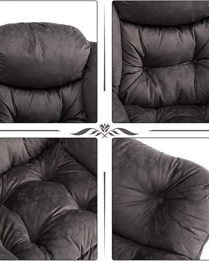 HollyHOME Modern Fabric Large Lazy Chair, Accent Oversized Comfy Reading Chair, Thick Padded Cozy Lounge Chair with Armrest, Steel Frame Leisure Sofa Chair for Living Room, Bedroom, Dorm, Coffee Grey - LeafyLoom