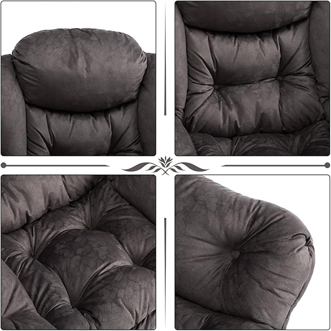 HollyHOME Modern Fabric Large Lazy Chair, Accent Oversized Comfy Reading Chair, Thick Padded Cozy Lounge Chair with Armrest, Steel Frame Leisure Sofa Chair for Living Room, Bedroom, Dorm, Coffee Grey - LeafyLoom