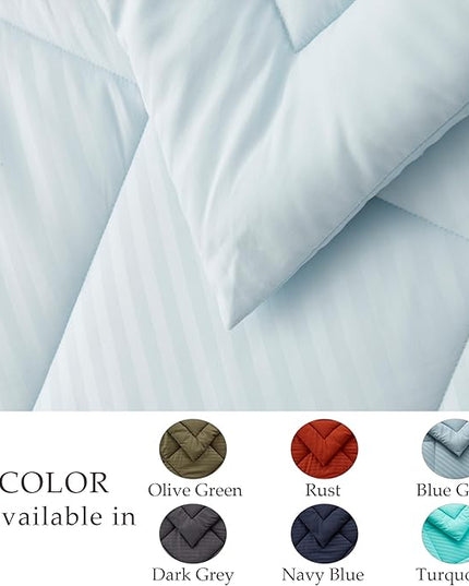 NexHome Light Blue King Bed in a Bag 7-Pieces Comforter Sets with Comforter and Sheets Soft All Season Bedding Sets with Comforter, Pillow Shams, Flat Sheet, Fitted Sheet and Pillowcases - LeafyLoom