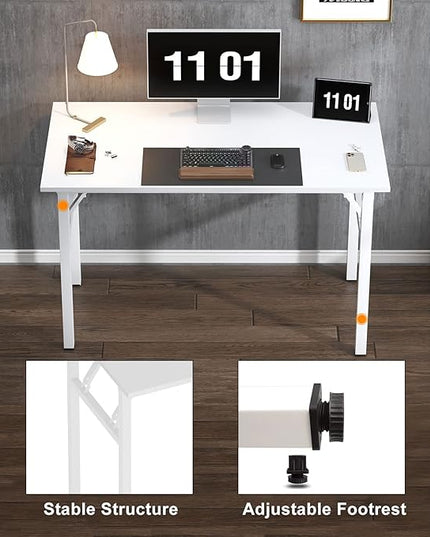 Need 55 inches Computer Desk Office Desk Folding Table with BIFMA Certification Computer Table Workstation,White AC5DW-140 - LeafyLoom