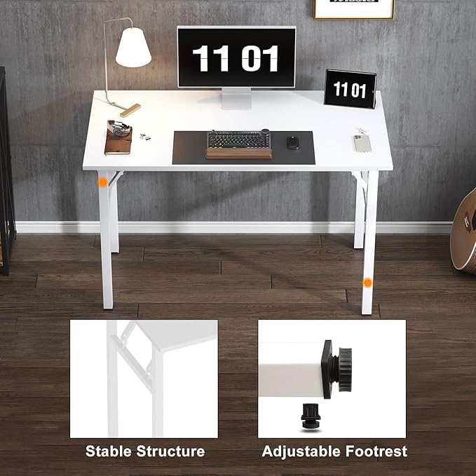 Need 55 inches Computer Desk Office Desk Folding Table with BIFMA Certification Computer Table Workstation,White AC5DW-140 - LeafyLoom