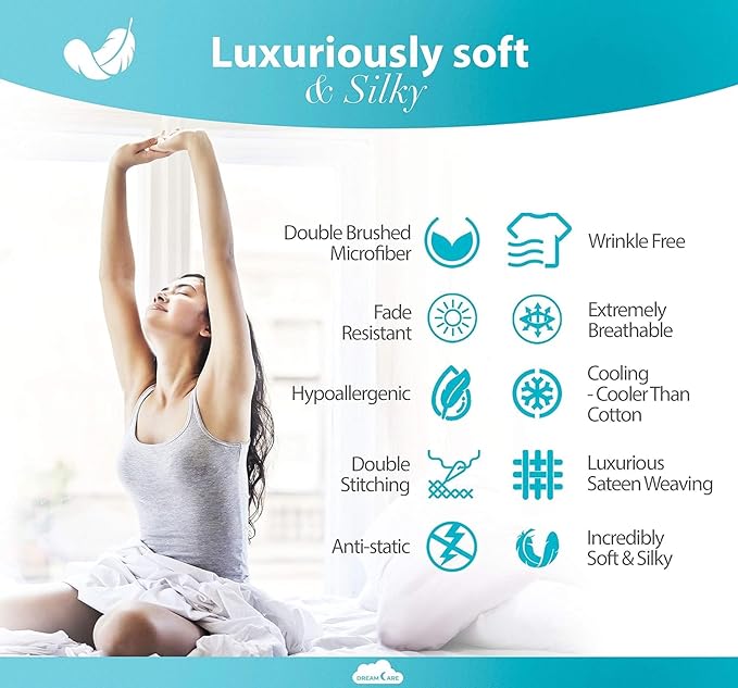 DREAMCARE Twin XL Sheet Sets - Cooling Bed Sheets - 4pcs Set - up to 15" Deep Pocket Twin XL Sheets - XL Twin Sheet Set – Soft & Long Lasting 100% Fine Brushed Polyester with Side Pocket - Light Gray - LeafyLoom