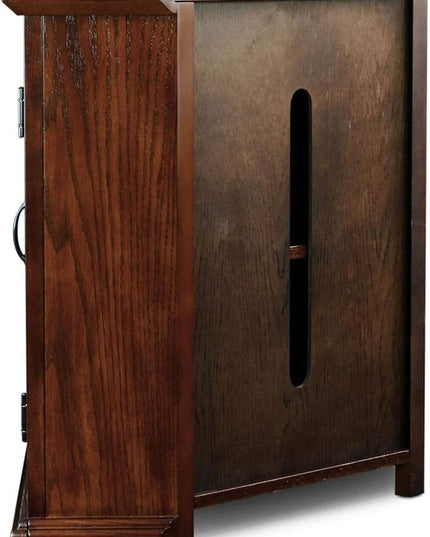 Leick Home Leaded Glass Corner Stand with Enclosed Storage for 60" TV's, Burnished Oak - LeafyLoom