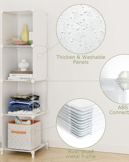 FUNLAX Cube Storage Shelf, 16 Storage Cubes Closet Organizers and Storage Portable Cube Storage Organizer Plastic Bookshelf Bookcase for Study Room, Bedroom, Office, White - LeafyLoom