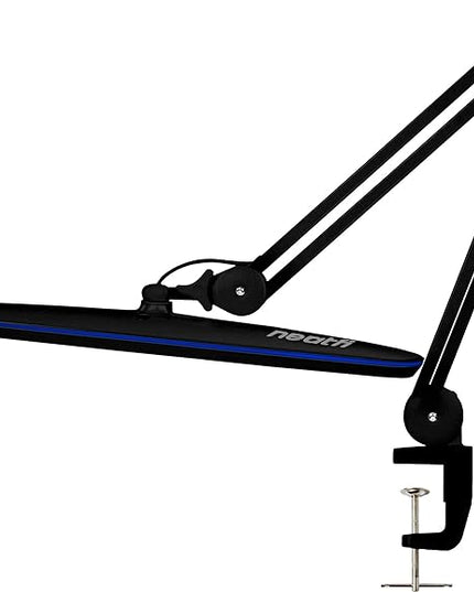 Neatfi XL 2,200 Lumens LED Task Lamp, 24W, 117 Pcs SMD LED, 23 Inches Ultra Wide Lamp, 4 Level Brightness Dimmable, Eye-Caring LED Lamp, Glare Free (Non-CCT with Clamp, Black) - LeafyLoom