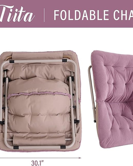 Tiita Comfy Saucer Chair, Soft Faux Fur Oversized Folding Accent Chair, Lounge Lazy Chair for Kids Teens Adults, Metal Frame Moon Chair for Bedroom, Living Room, Dorm Rooms - LeafyLoom