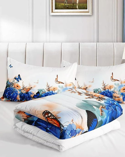 CVHOUSE Butterfly Bedding Set,Butterfly Comforter Full,Butterfly Comforter Set for Girls Kids Teens,Butterflies Quilt Set with 1 Comforter and 2 Pillow Cases- 3 Piece - LeafyLoom