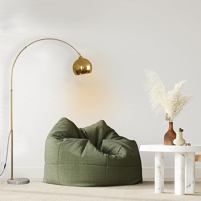 LightInTheBox Gold Modern Arc Floor Lamp, 70.9in Arc Floor Lamp with Inner Gold Metal Shade and White Marble Base, Arc Lamps Floor Standing with 5W Bulb, Over Couch Lamp for Living Room, Bedroom - LeafyLoom