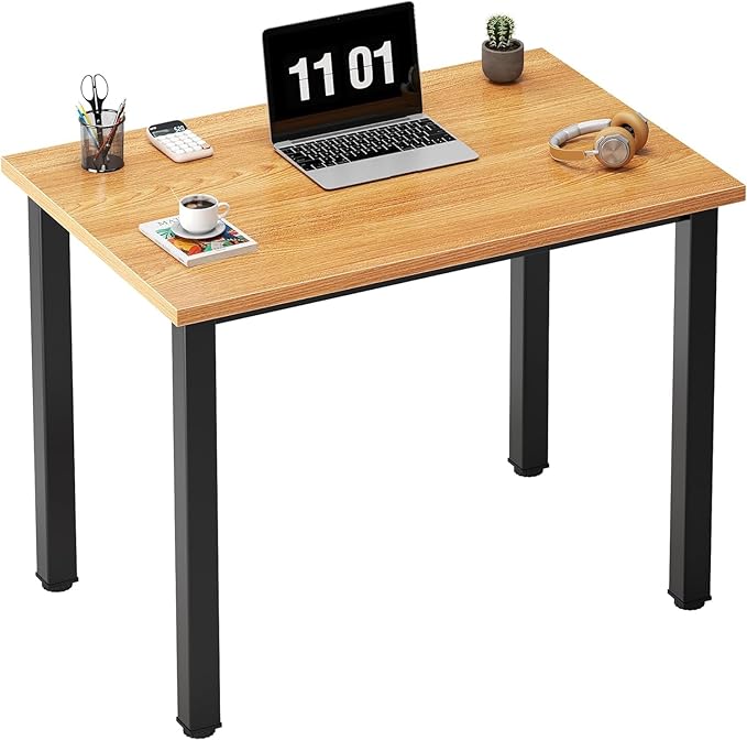sogesfurniture 31.5 inches Small Computer Desk Teens Desk Study Table, Home Office Desk Computer Desk Gaming Desk Computer Table Sturdy Writing Workstation for Home Office, Teak+Black - LeafyLoom
