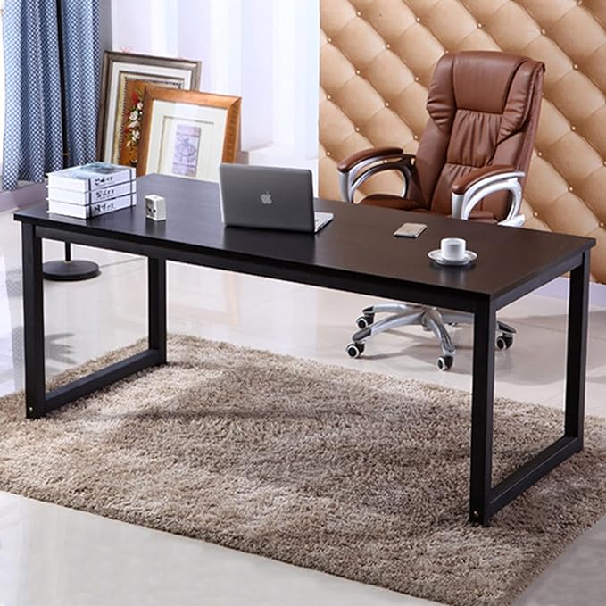 NSdirectModern Computer Desk 63 inch Large Office Desk Writing Study Table for Home Office Desk Workstation Wide Metal Sturdy Frame Thicker Steel Legs, Black. - LeafyLoom
