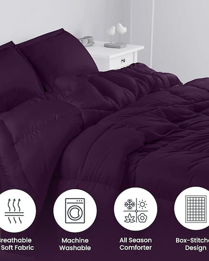 Utopia Bedding King Size Comforter Set with 2 Pillow Shams, Bedding Comforter Sets, Down Alternative Plum/Purple Comforter, Soft and Comfortable, Machine Washable - LeafyLoom