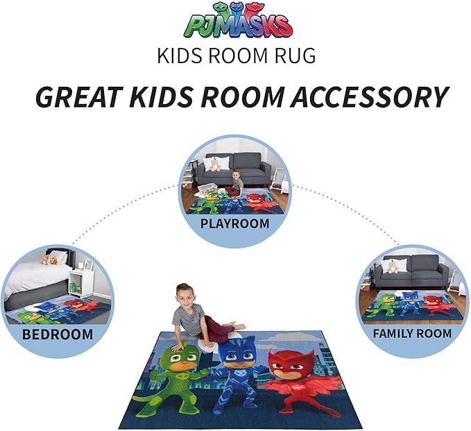 Franco Kids Room Non Slip Area Rug, 69 in x 52 in, PJ Masks - LeafyLoom