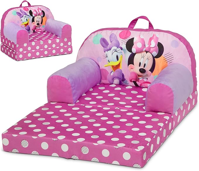 Delta Children Cozee Buddy Flip-Out Kids Chair, Minnie Mouse - LeafyLoom