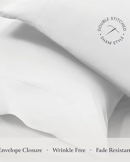 BELADOR Silky Soft Queen Sheet Set - 6 Piece White Bed Sheets for Queen Size Bed, Secure-Fit Deep Pocket Sheets with Elastic, Breathable Hotel Sheets & Pillowcase Set, Wrinkle Free Oeko-Tex Sheets - LeafyLoom