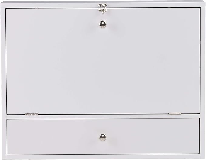 SEI Furniture Willingham Wall Mount Folding Desk, White - LeafyLoom